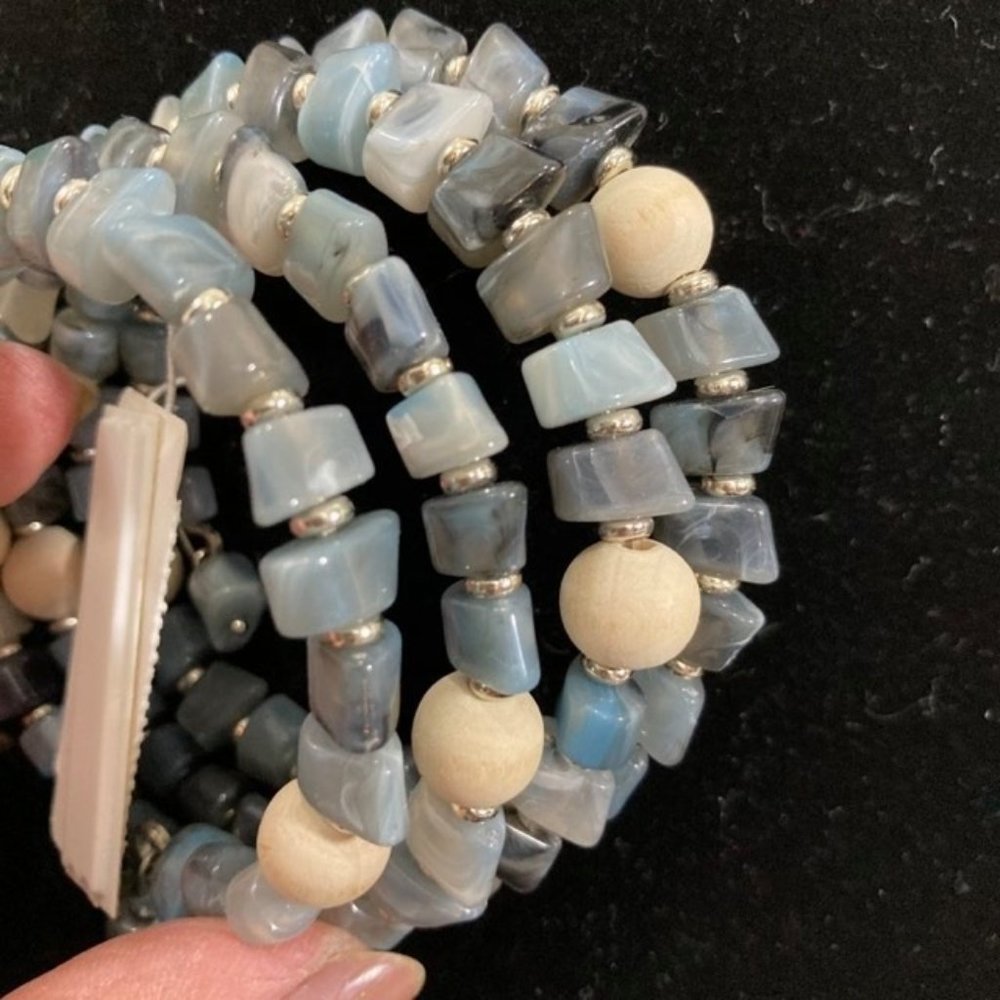 4 tiered expandable bracelet blue & green NWT - Picture 1 of 7